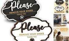 Please Remove Your Shoes Sign - 2 Pack Take Your Shoes Off Sign For Black White