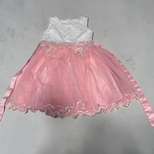 Beautees Girls Pink White Lace Tulle Flower Girl Party Dress Size 5