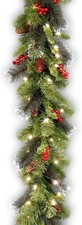 Tree Company 9 ft Pre-Lit Crestwood Spruce Artificial Christmas Garland, Christm