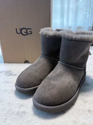 UGG Grey Classic Mini Bailey Bow Boots Size 4 Women s