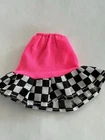 Vintage Barbie Doll Short Pink Skirt With Black N White Checkers (A116)