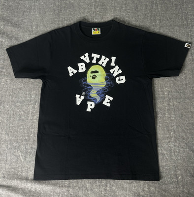 A Bathing Ape BAPE Tornado Storm Tee T-Shirt Black Adult Size Medium M