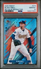 Blake Snell 2025 Topps Finest Sky Blue Refractor /150 PSA 10 Giants #219