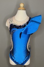 Sparkly Blue And Black Rhythmic Gymnastics Leotard 7-10 Years 
