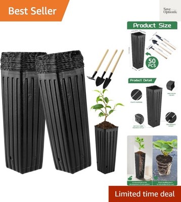 50 Pcs 12'' Tall Tree Pots Plastic Deep Nursery Pots Tall Nursery Tree Pots Pl...