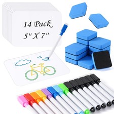 Mini White Boards for Students, 14 Pack 5 x 7 Inch Double-Sided Dry Erase Boa...