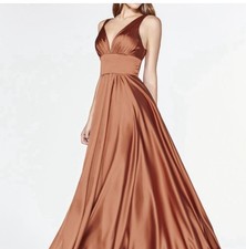 Satin V-Neck Sleeveless Evening Gown