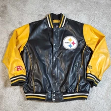 Vintage NFL Pittsburgh Steelers G-III Logo Faux Leather Jacket Men's Size Large