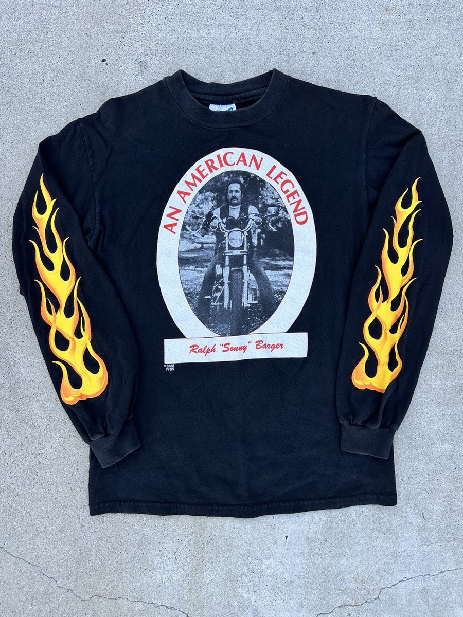 Vintage 80s HELLS ANGELS An American Legend Sonny Barger Flames