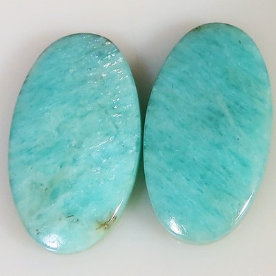 natural AMAZONITE PAIR cabochon loose gemstone 17.00 Cts.(12x20x3 mm) oval shape