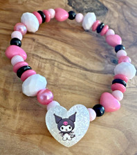 Sanrio Kuromi 2022 Beaded Stretch Bracelet Pink Multicolor Anime Kawaii Handmade