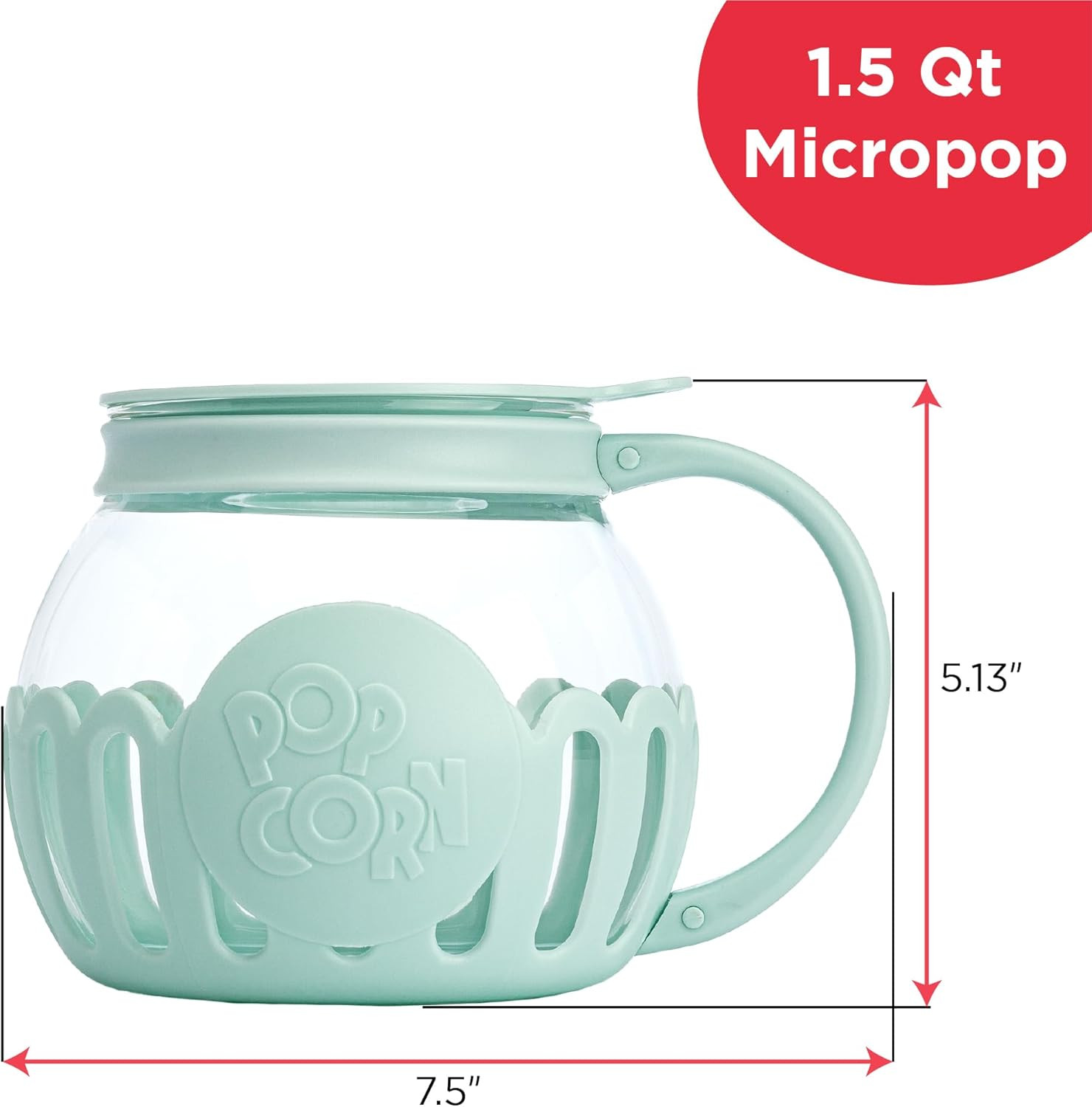 Ecolution Patented Micro-Pop Microwave Popcorn Popper with Temperature Safe Glas
