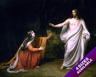 RISEN LORD JESUS CHRIST & MARY AT TOMB PAINTING CHRISTIAN BIBLE ART CANVAS PRINT