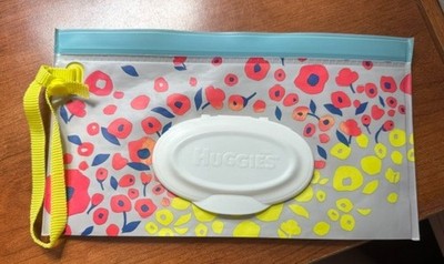 Huggies Clutch N Clean Refillable Pouch Baby Wipes Travel Container Floral