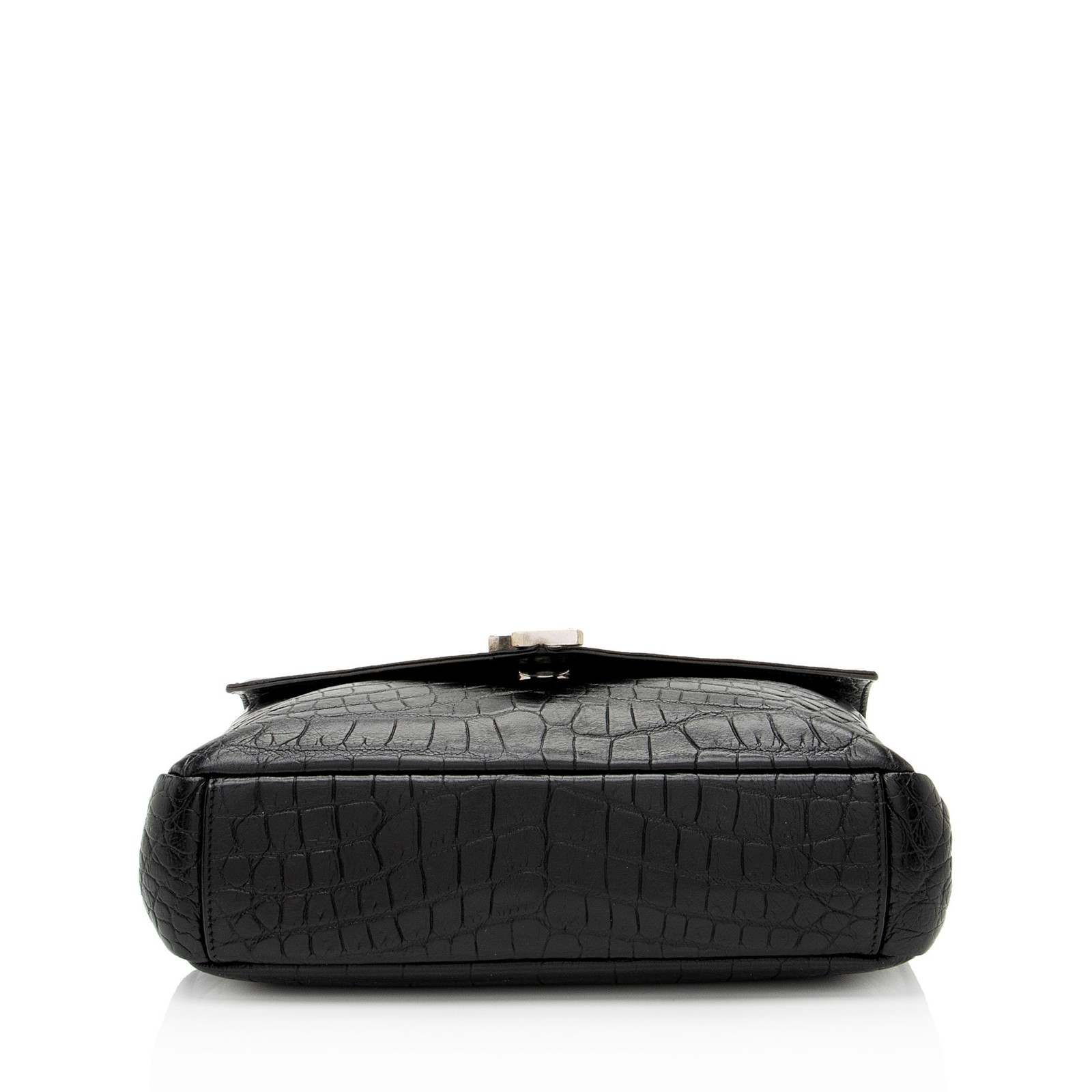 Borsa a tracolla media Saint Laurent Croc in pelle di vitello goffrata monogramma college