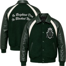 Lantern Oath Varsity Jacket – Green Wool & Leather Letterman