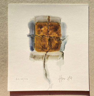 LUXUS Postkarte von Wolfgang Heuwinkel (geb. 1938) 3D Abstrakter Geologischer Kunstdruck