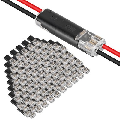 AITRIP 100PCS Double-Wire Plug-in Connector, Pluggable 2 Pin 2 Way Led Strip... 