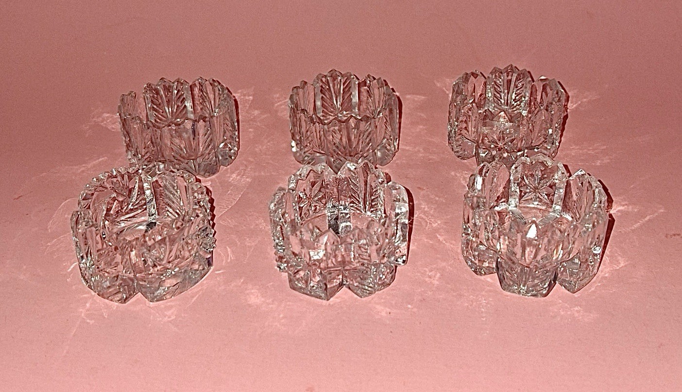 1890-1920 Brilliant Cut Glass Salt Cellar  Set of 6