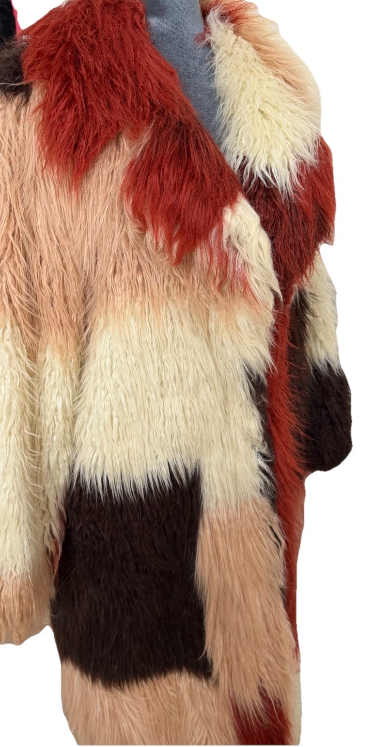 Patchwork Color Block Multicolor Mongolian Faux F… - image 10