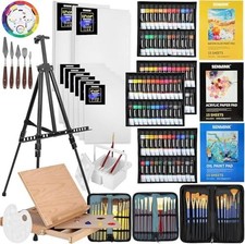 Deluxe artist painting set with easel paints and supplies