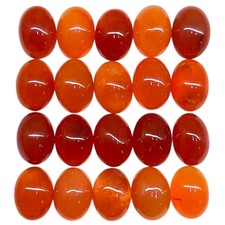 20 Pcs Natural Carnelian 14x10mm Oval Cabochon Loose Gemstones Whoelsale Lot