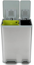 16 Gallon Dual Compartment Step Trash Can with Slow-Close Lid  Odor Control