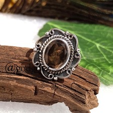 Sale Smoky Quartz Gemstone Ring, 925 Silver Ring, Silver Band Ring, Quartz J