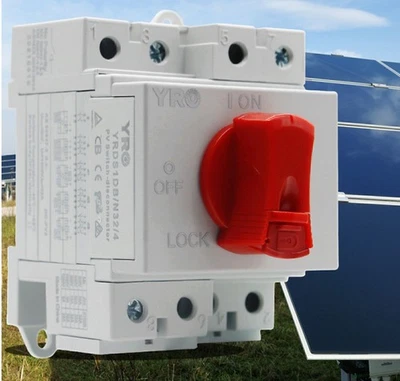 SolarLock DC-Trennschalter Hauptschalter 32A /1200VDC 4 Polig, PV Batterie Solar
