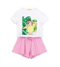 Love Summer Pink Glitter Crop Top  Shorts Set - Girls Outfit Sets 100 Cotton