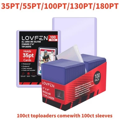LOVFEN Toploader 100ct With 100 sleeves 35pt 55pt 100pt 130pt 180pt Pokémon Card Holder