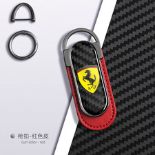 Ferrari Real Carbon Fiber Red Leather Car Logo Keychain Key Ring Ferrari Real Carbon Fiber Red Leather Car Logo Keychain Key Ring