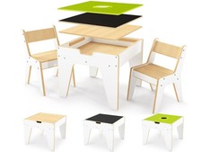 Kids Table and Chair Set for Study, Building, Art, Dining 4 in 1, Toddler Act...