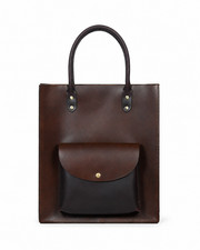 Brown Leather Tote Bag, Women  s Shopper Tote, Genuine Leather Shoulder Bag, Work