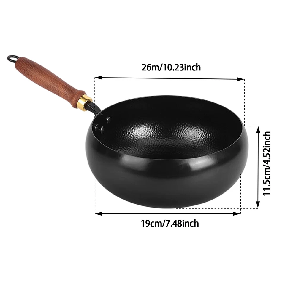 Handgeschmiedeter, gehämmerter Wok, tiefer runder Bodenwok, Mehrzweck-Rührbratpf - Bild 2 von 4