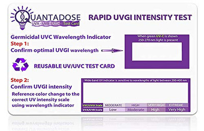 2Nd Gen   Reusable UVC Light Test Card with UV Intensity Strip Sensitive to UVA/