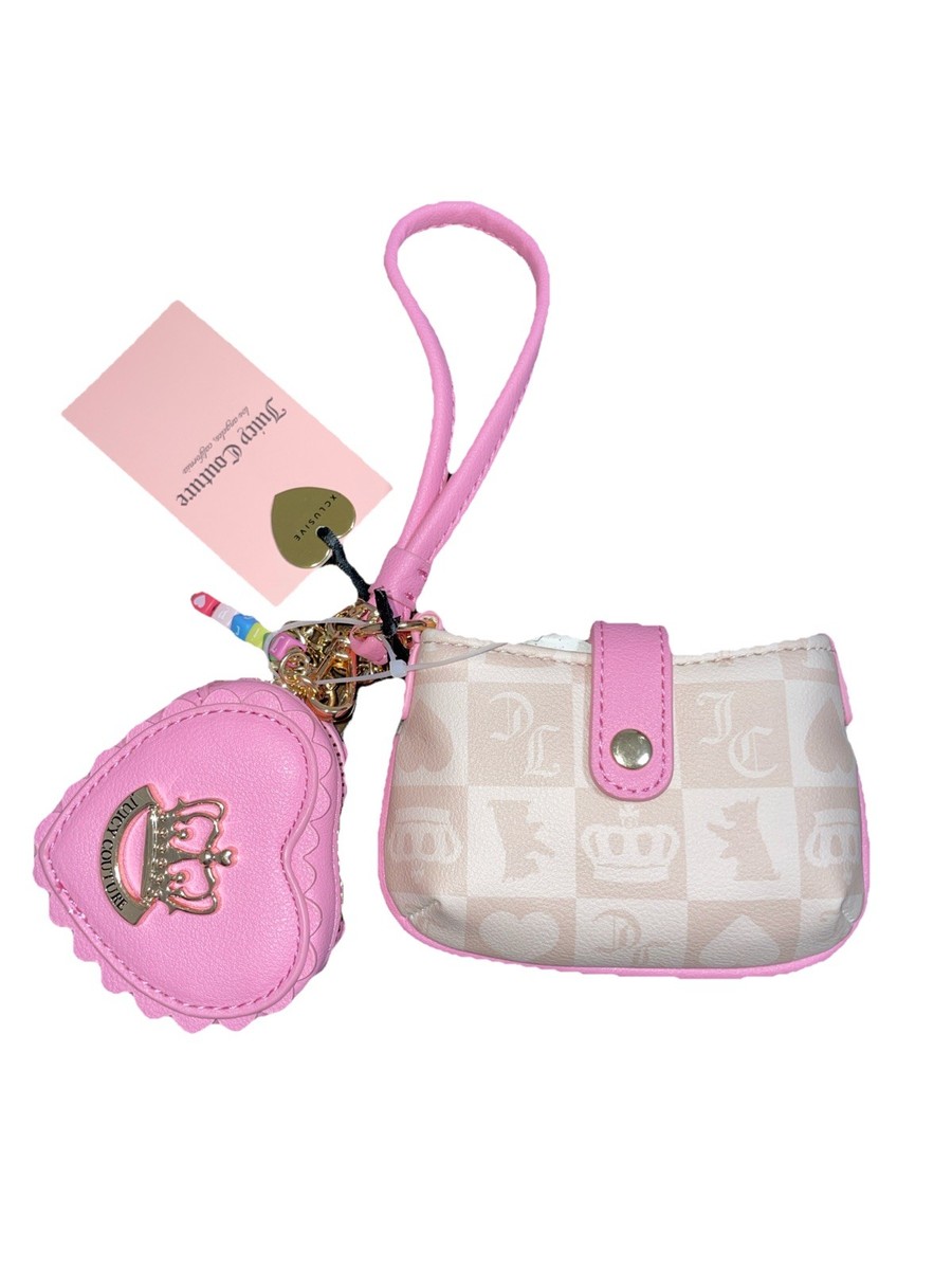Juicy Couture Pink Keychain Wallet Set Heart Coin Pouch + Mini