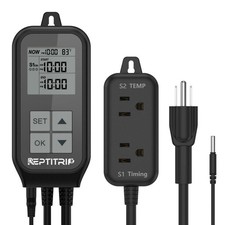 Reptile Thermostat, Light Timer for Temperature and Lighting Control, Day-Nig...