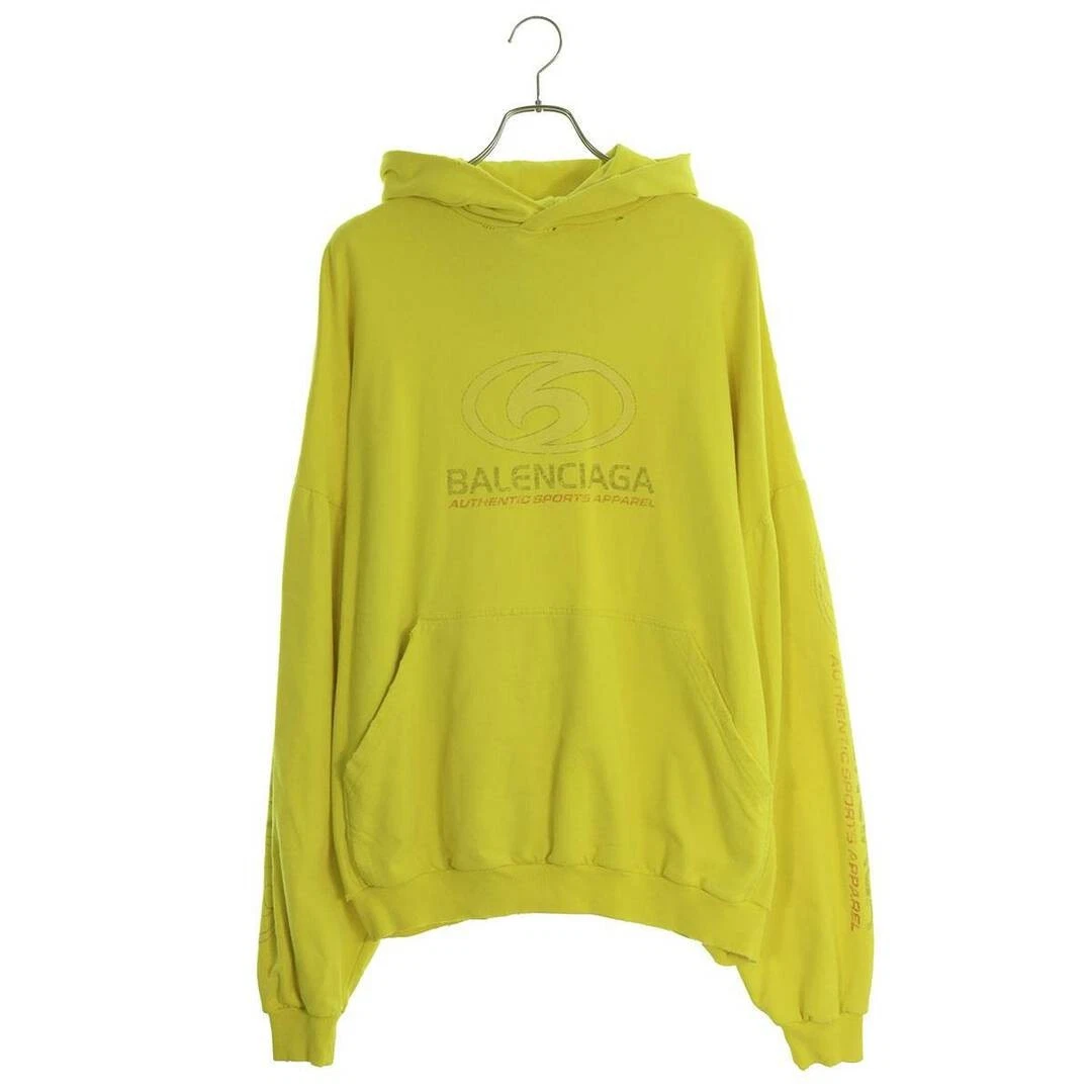 Felpa con cappuccio pullover Balenciaga 24SS 761458 TPVM5 stampa logo invecchiato uomo 2 usata 2