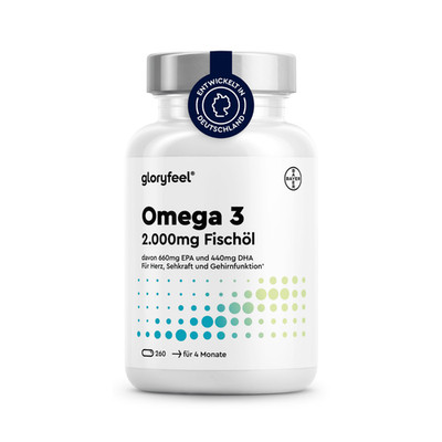 Omega 3 Kapseln - 2000mg Fischöl - Mit 660mg EPA & 440mg DHA - Triglycerid Form