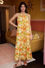 Dresses Trendsi Watercolor Satin Dress Women's Party Maxi Dress - Halter Neck, U