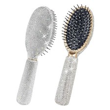 , Rhinestone Hair Brush Sparkle Compact Comb Bling Detangle Massage Crastal A...
