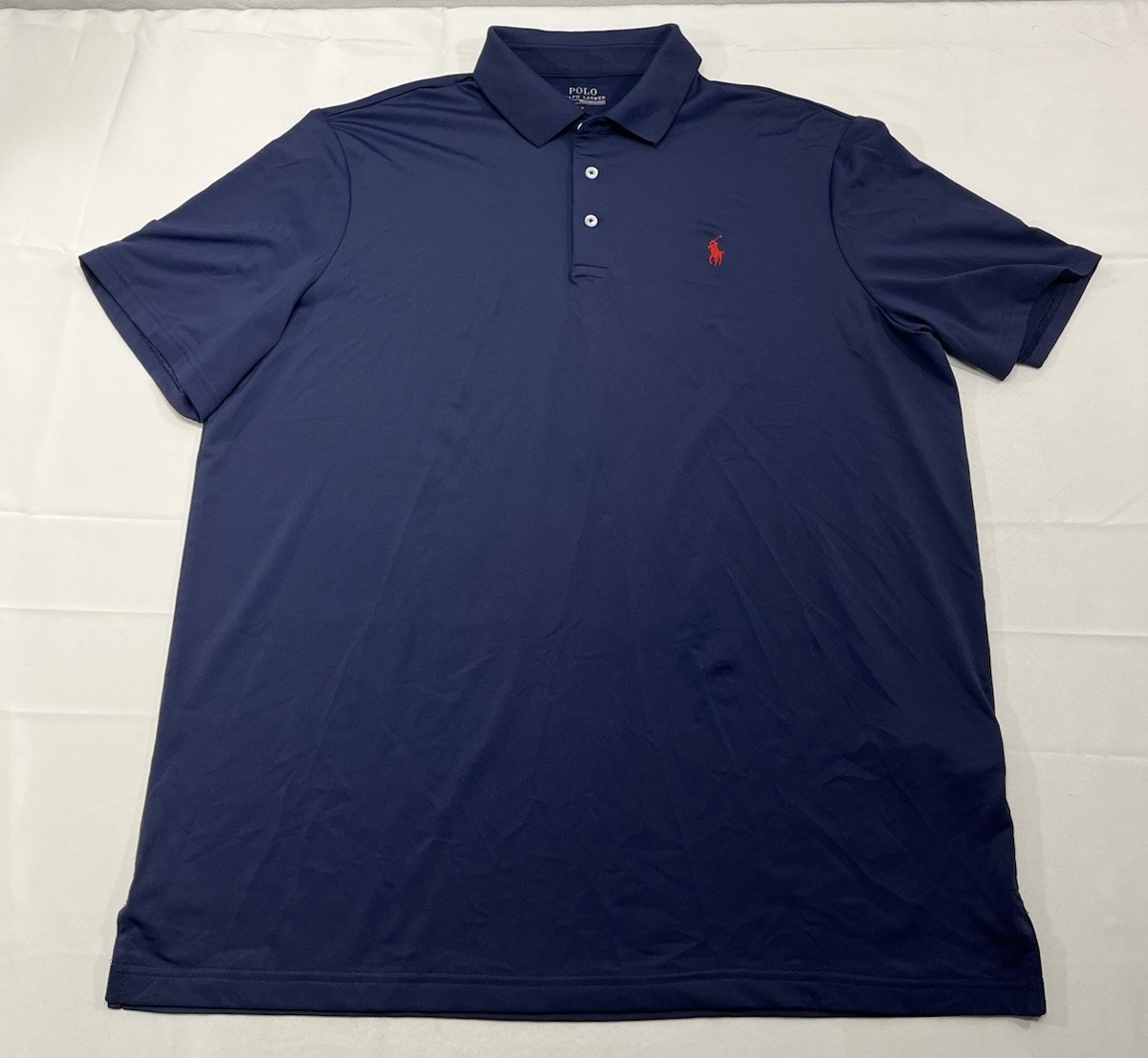 Polo Ralph Lauren Performance Polo Shirt Mens Size Large Blue Golf Red Pony