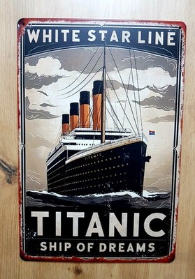TITANIC Metall Schild | Retro Vintage Wanddeko | Neu | White Star Line