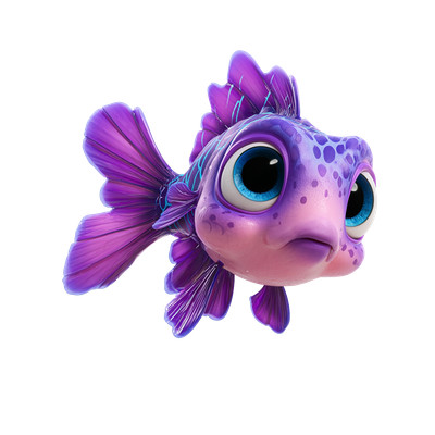 Cartoon Violet Fish Vinyl Car Decal Sticker – Waterproof & UV-Resistant ...