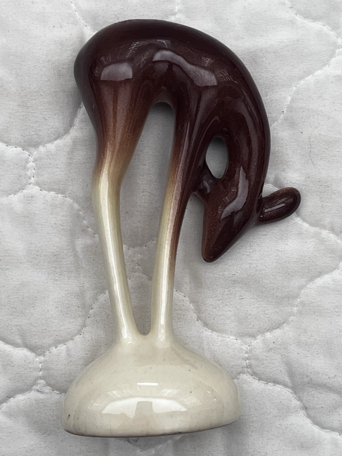 Vintage￼Ceramic Deer Figurine Statue - Brown & White Pottery Animal Decor