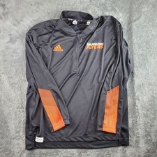 Adidas Pullover Mens L Black Orange Philadelphia Flyers 1/4 Zip Primeblue GT1444