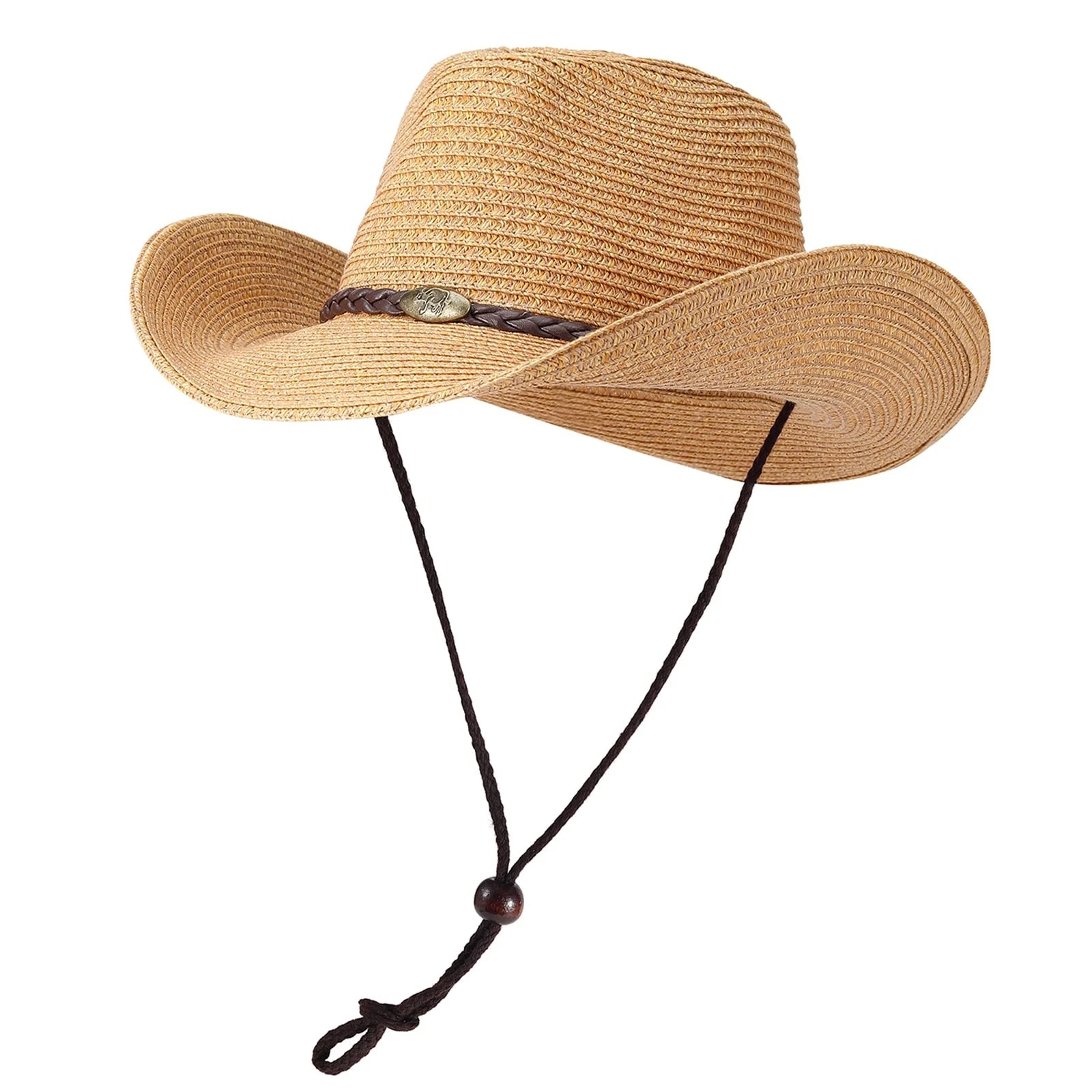 Straw Cowgirl Hat for Women Cowboy Hat for Men Wide Brim Sun Hats Shapeable W...