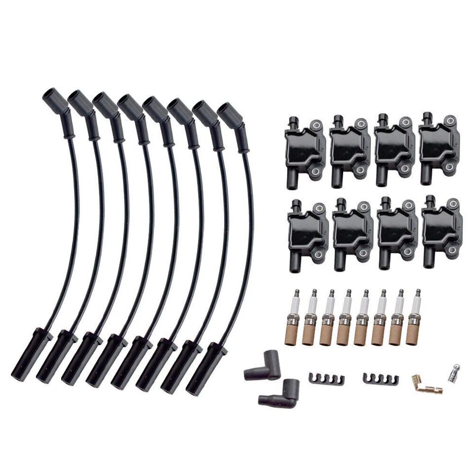 8 Pack Square Ignition Coil & Spark Plug Wires For Chevy GMC 4.8L 5.3L 6.0L 8.1L - Image 3 of 4