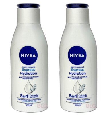 NIVEA Body Cream EXPRESS HYDRATION Moisturizer Lotion Crema Corporal 3.4oz-2Pack